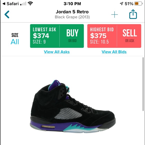 Nike Air Jordan 5 retro Black Grape 2013?? main image 8